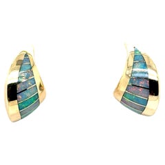Kabana Feuriger Opal Edelstein Ohrstecker 14K Gelbgold Designer