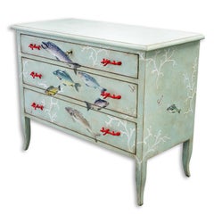 Fiesole Azure with Coral Handles Dresser