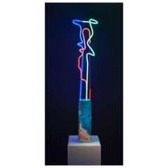 ‘Fiesta’ Neon Table Lamp Modern Contemporary Light Sculpture Color Illustrate. 