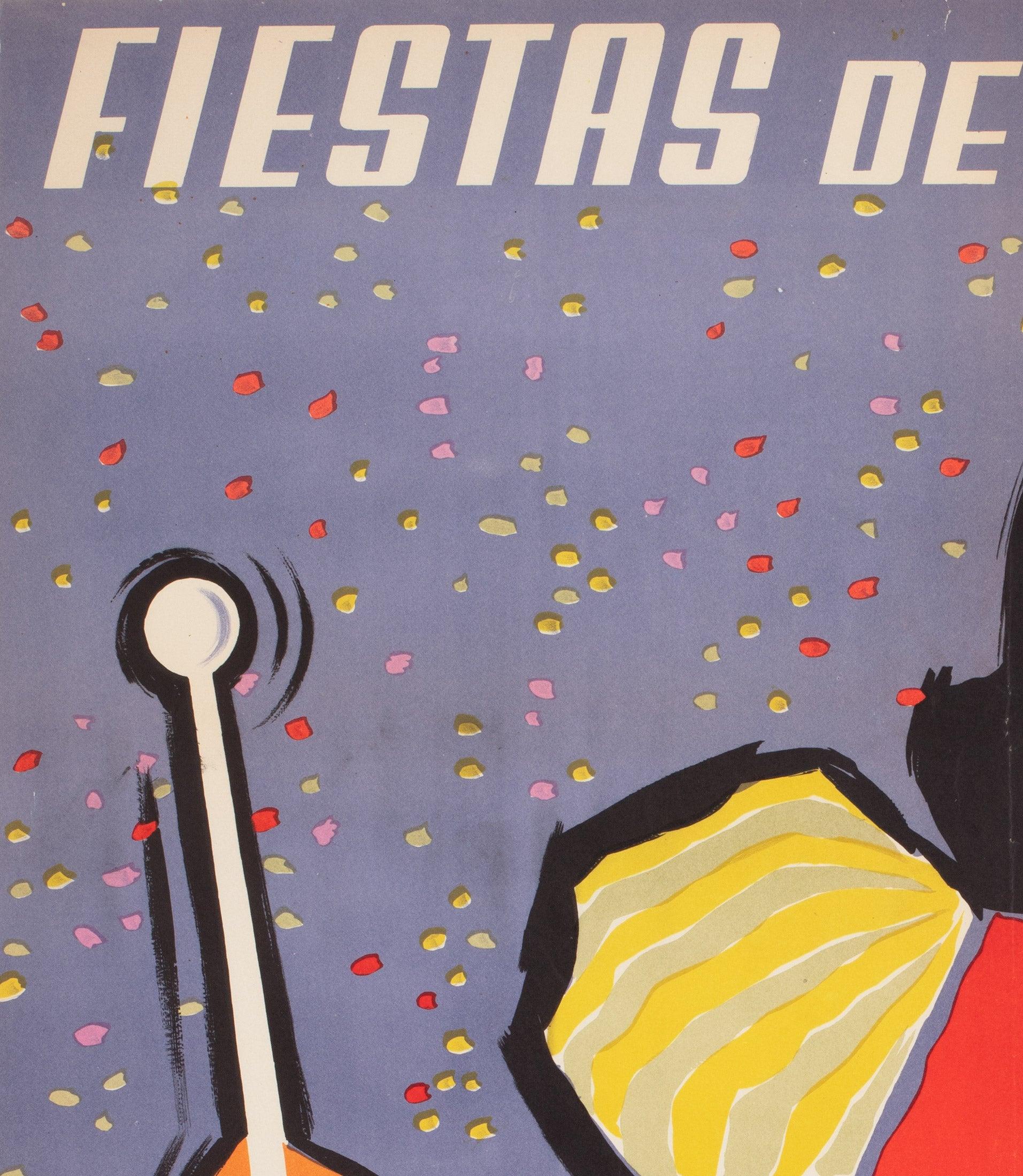 Espagnol Fiestas de la Merced 1956 Affiche de voyage de Barcelone, Domenech en vente