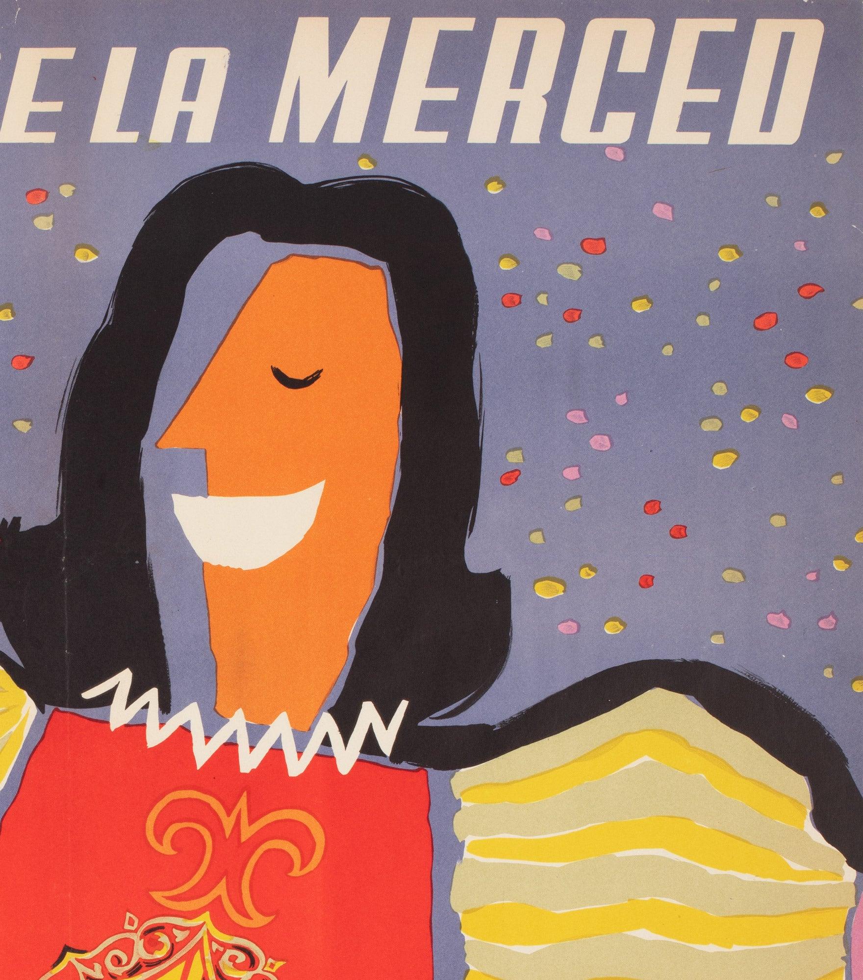 Fiestas de la Merced 1956 Affiche de voyage de Barcelone, Domenech Excellent état - En vente à Bath, Somerset