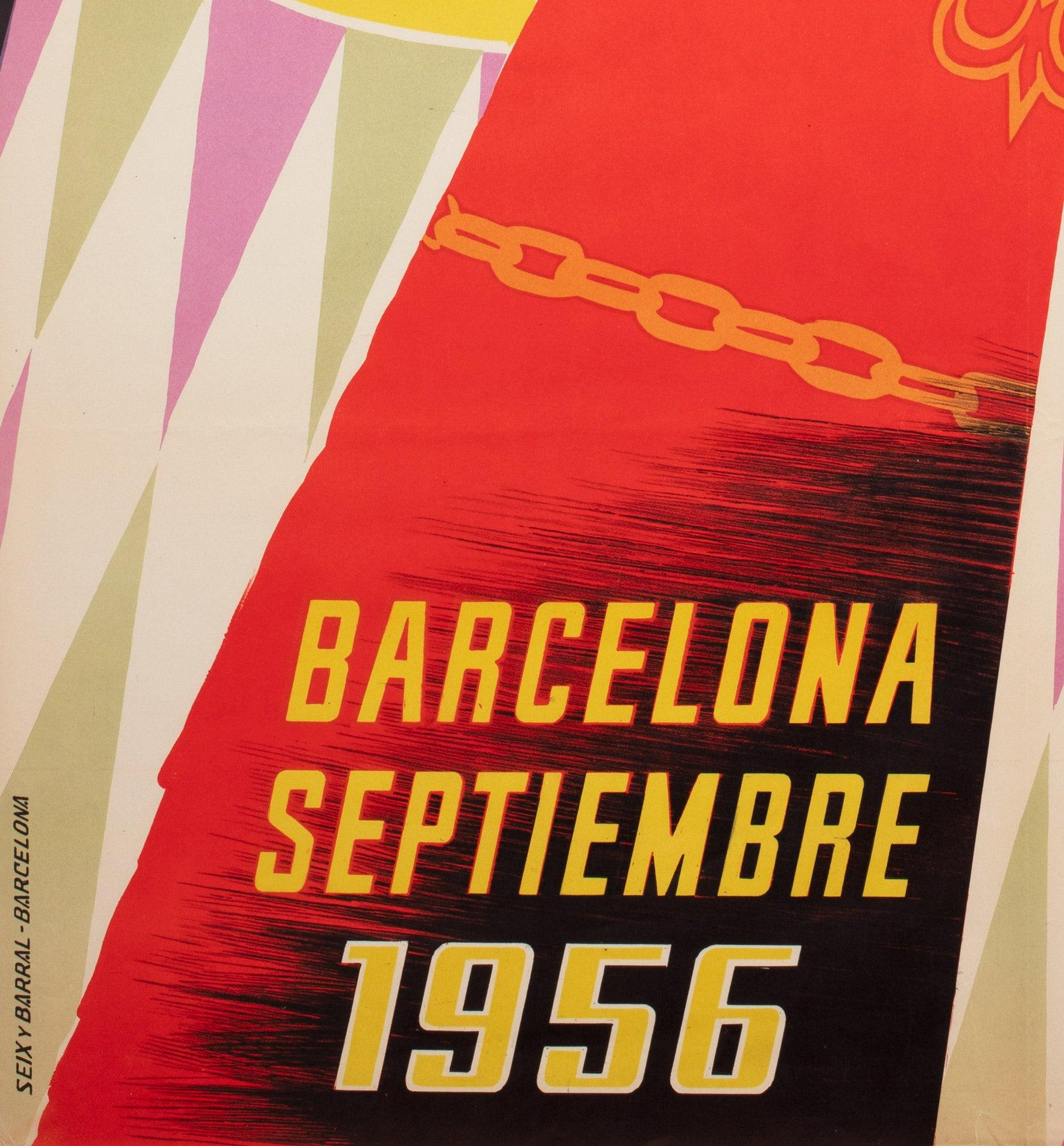 Fiestas de la Merced 1956 Affiche de voyage de Barcelone, Domenech en vente 1