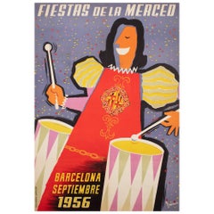 Poster di viaggio per le Feste della Merced 1956 a Barcellona, Domenech