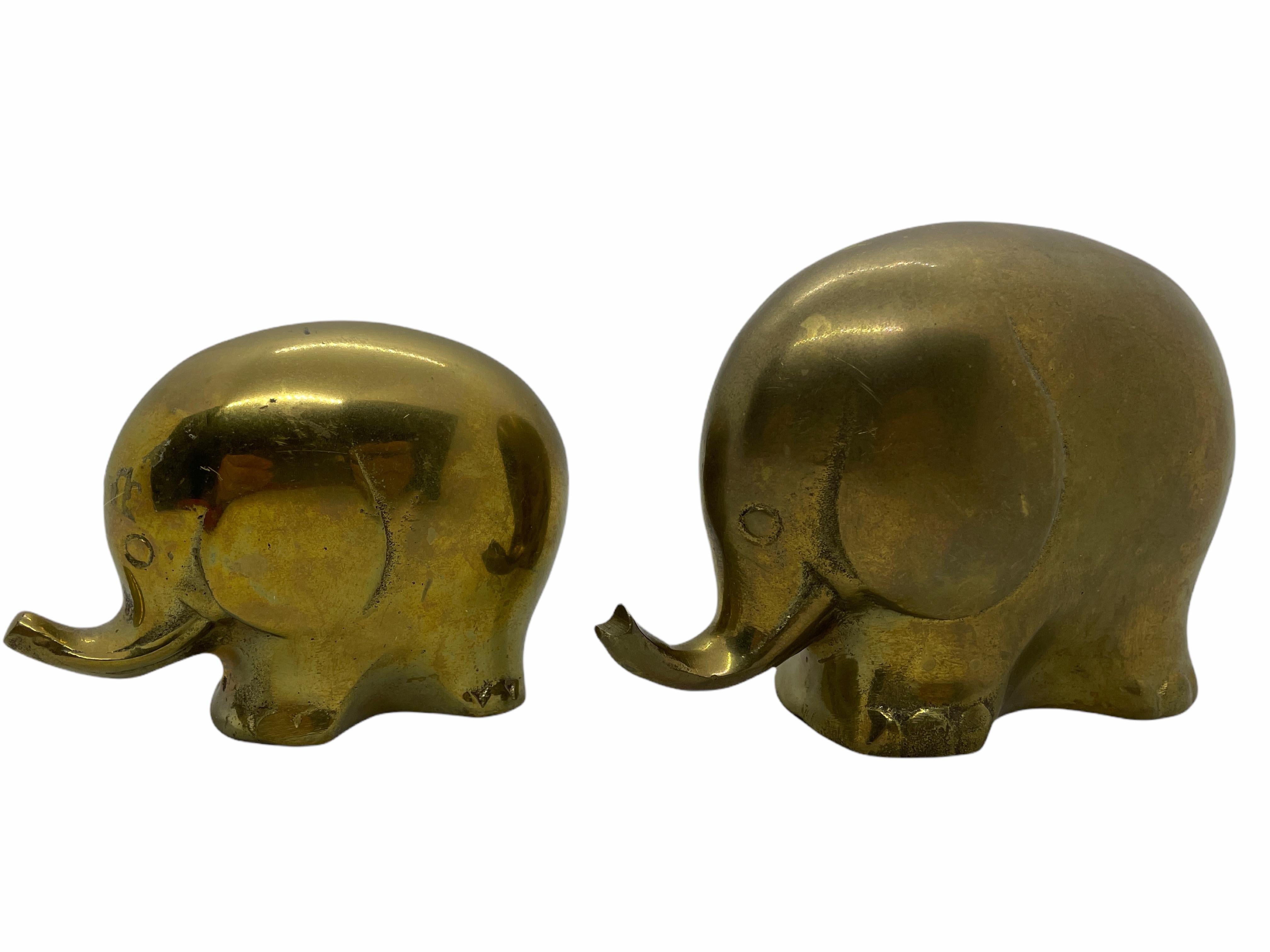 Late 20th Century Fife Decorative Elephant Herd Sculpture Statue Brass Midcentury Modern German For Sale