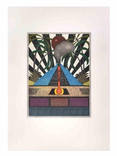 Blue Volcan  - Aquatint and Etching by Fifo Stricker - 1984