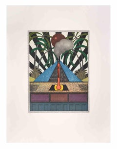Blue Volcan - Aquatint and Etching by Fifo Stricker - 1984