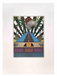 Blue Volcan - Aquatint and Etching by Fifo Stricker - 1984