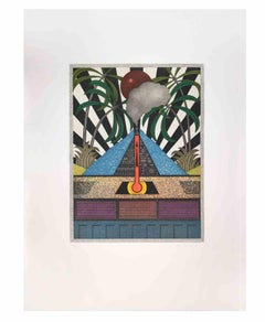 Blue Volcan - Aquatint and Etching by Fifo Stricker - 1984