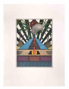 Blue Volcan - Aquatint and Etching by Fifo Stricker - 1984