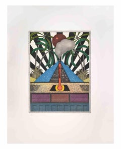 Blue Volcan - Aquatint and Etching by Fifo Stricker - 1984