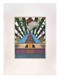 Blue Volcan - Aquatint and Etching by Fifo Stricker - 1984