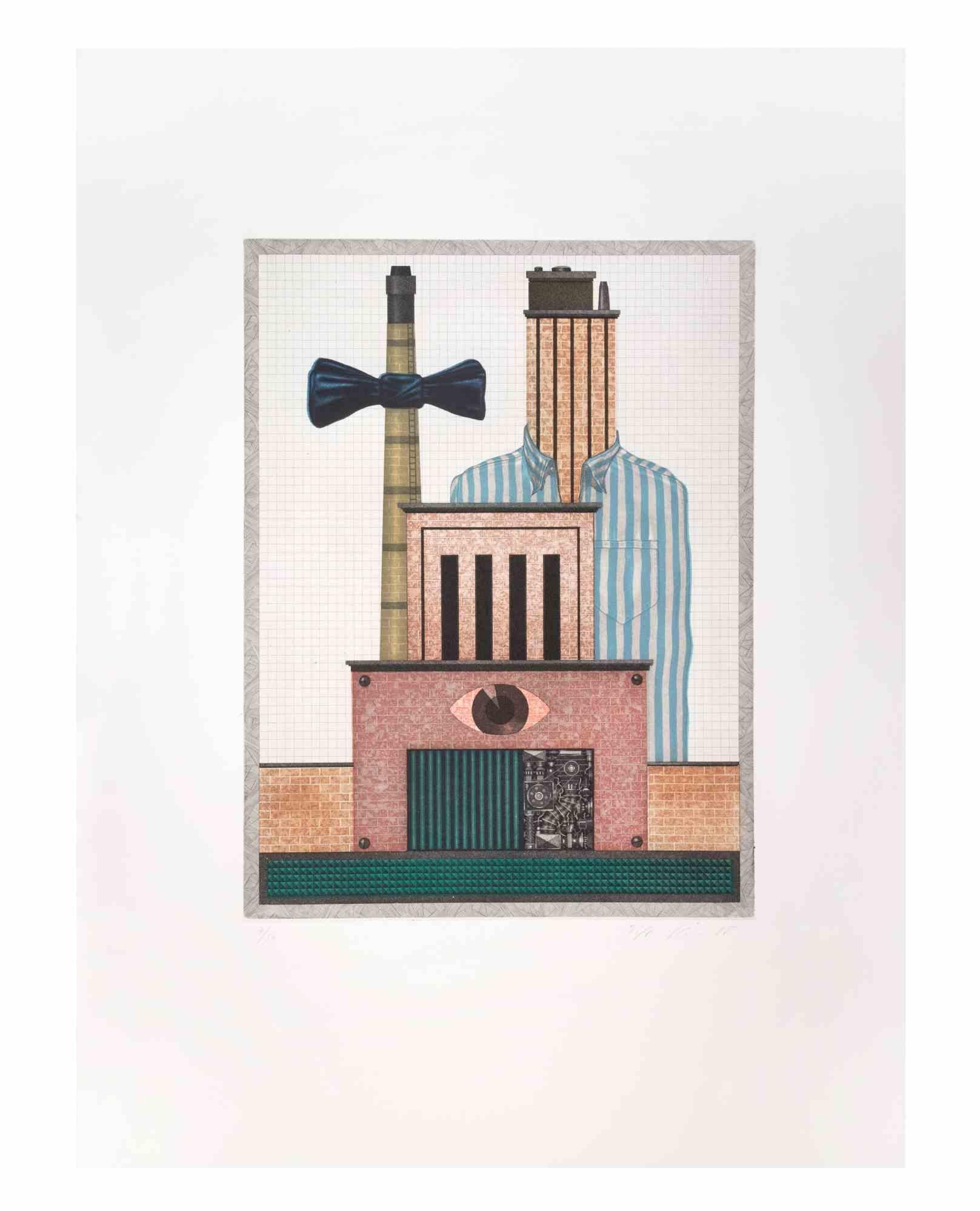 Brauerei is a  contemporary artwork realized by the artist Fifo Stricker in 1985.

Mixed colored aquatint and etching.

Hand signed and dated by the artist on the lower right margin.

Numbered on the lower left marging. Edition of 8/50