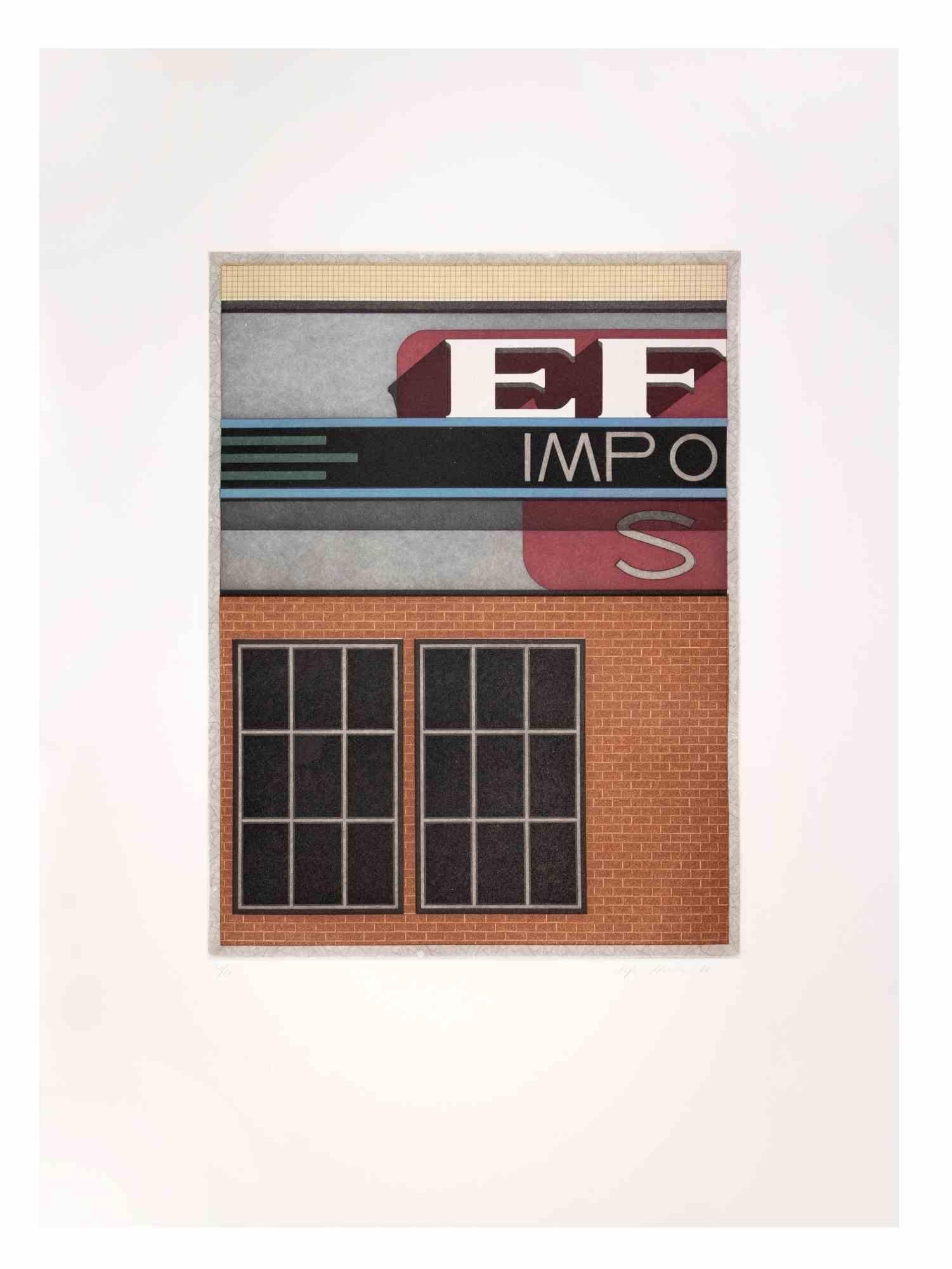 Garage Impo - Acquatinta e acquaforte di Fifo Stricker - 1982
