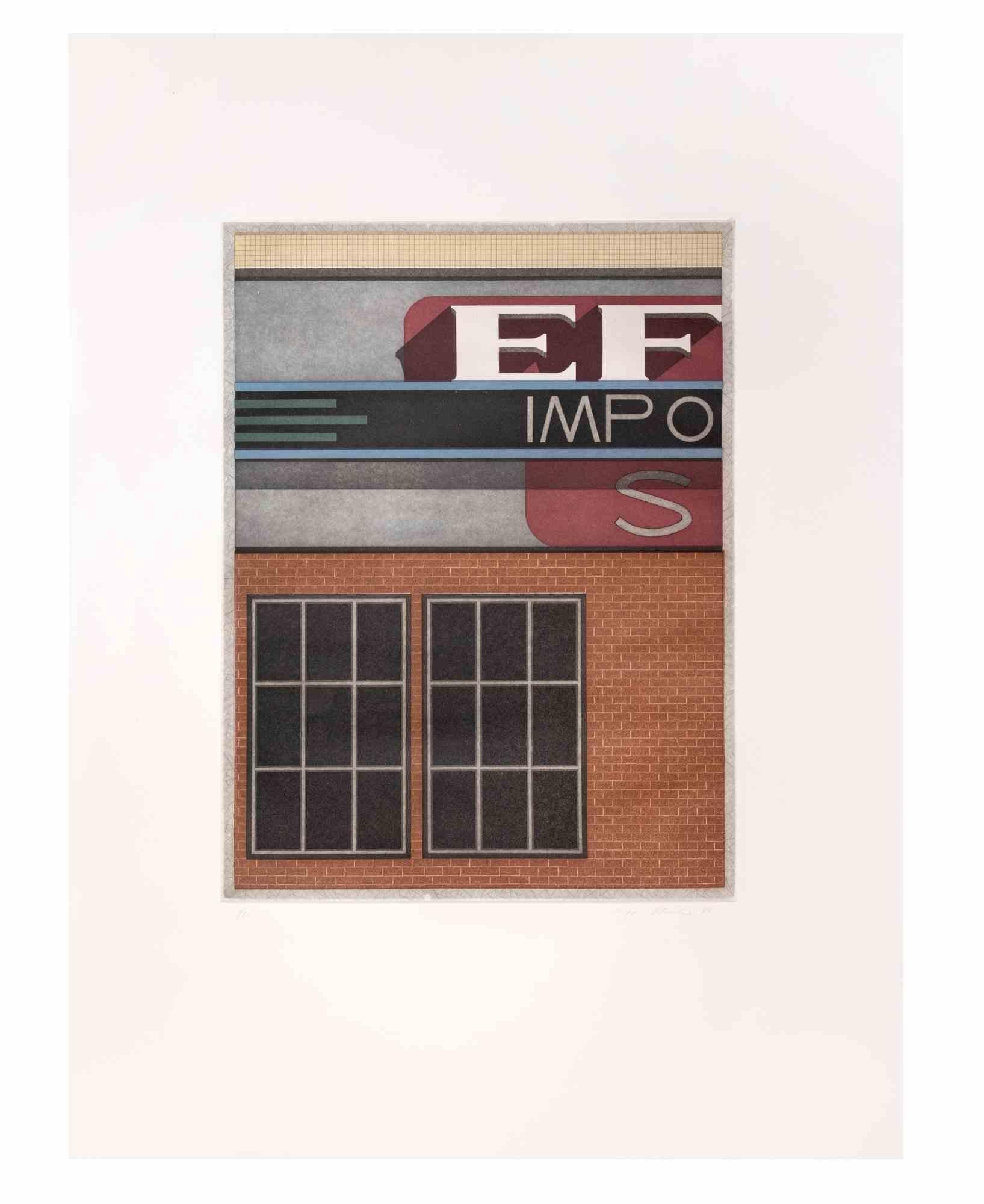 Garage Impo - Acquatinta e acquaforte di Fifo Stricker - 1982
