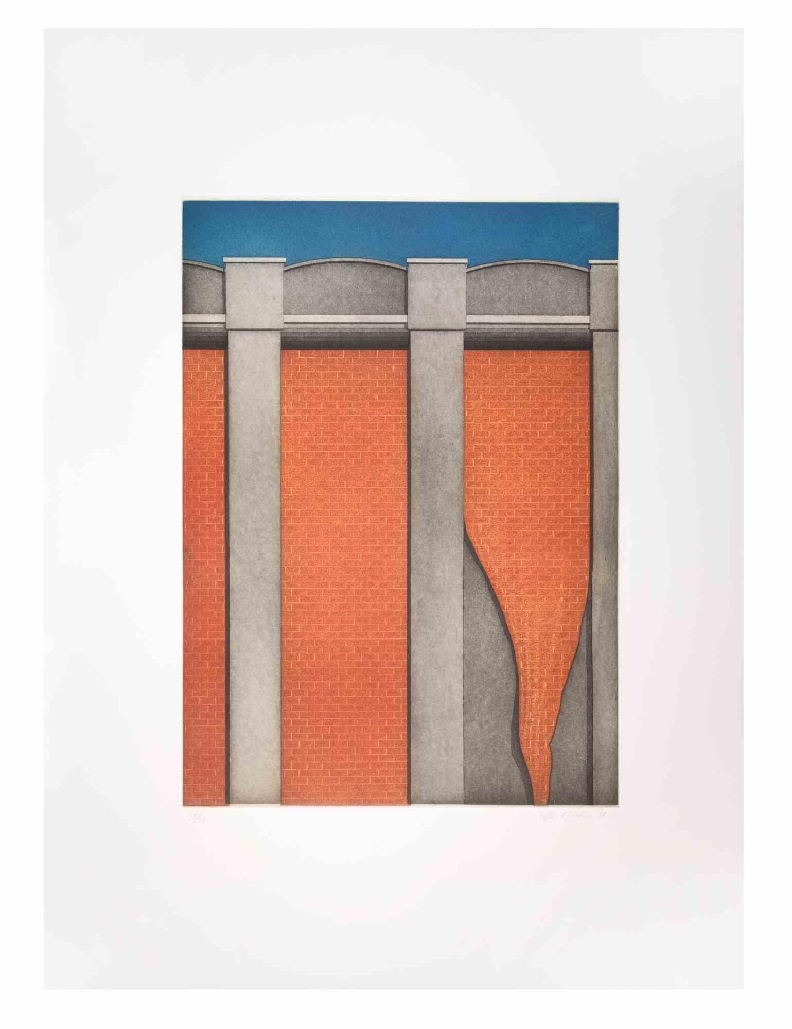 Hangar est une œuvre d'art contemporain réalisée par l'artiste Fifo Stricker en 1981.

Aquatinte et gravure en couleurs mixtes.
