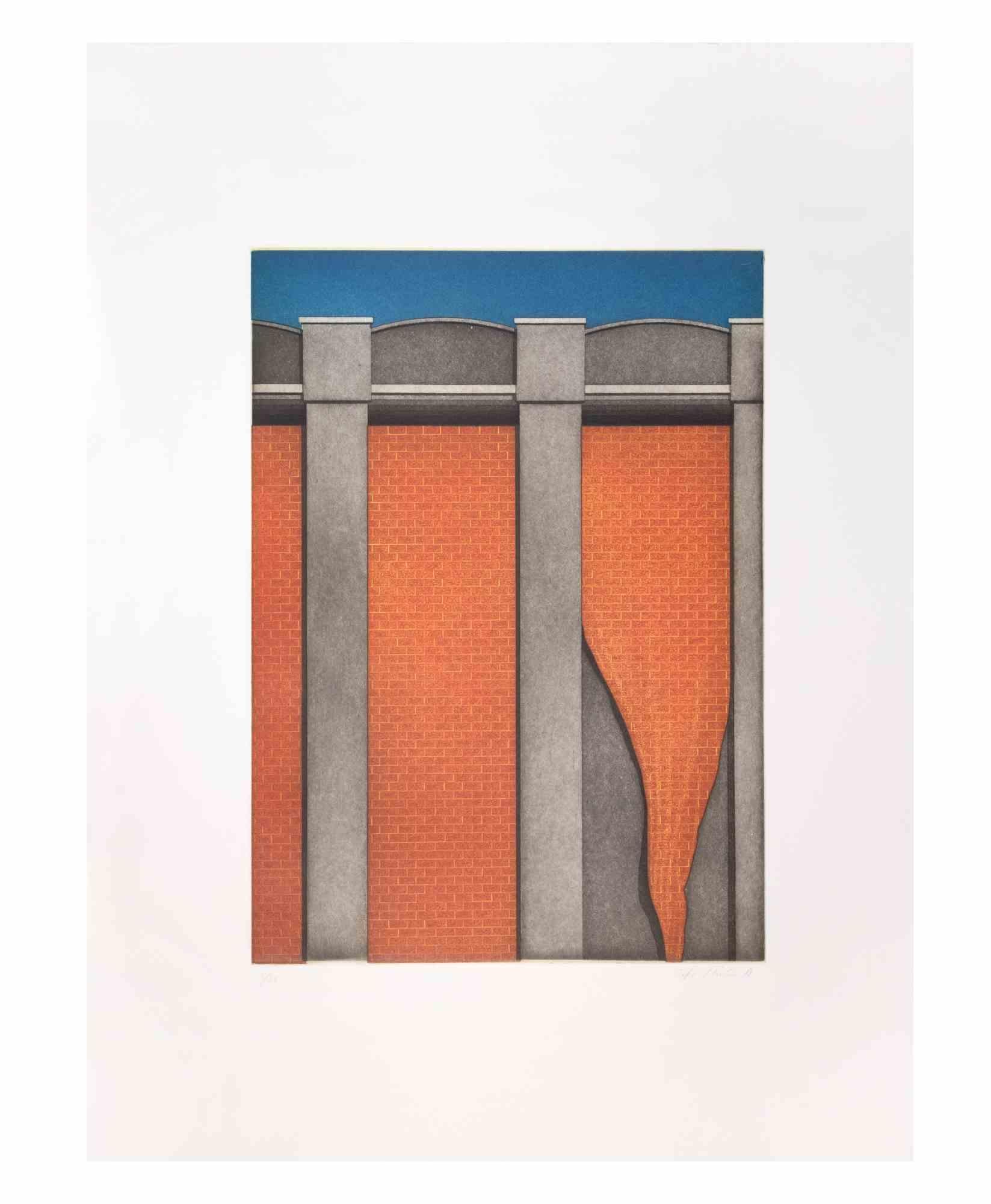Hangar is a contemporary artwork realized by the artist Fifo Stricker in 1981.

Mixed colored aquatint and etching.
