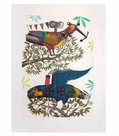 Vintage Mechanical Parrots - Aquatint and Etching by Fifo Stricker - 1997