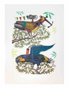 Mechanical Parrots - Aquatint and Etching by Fifo Stricker - 1997