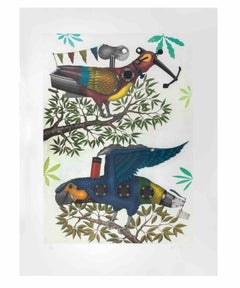 Vintage Mechanical Parrots - Aquatint and Etching by Fifo Stricker - 1997