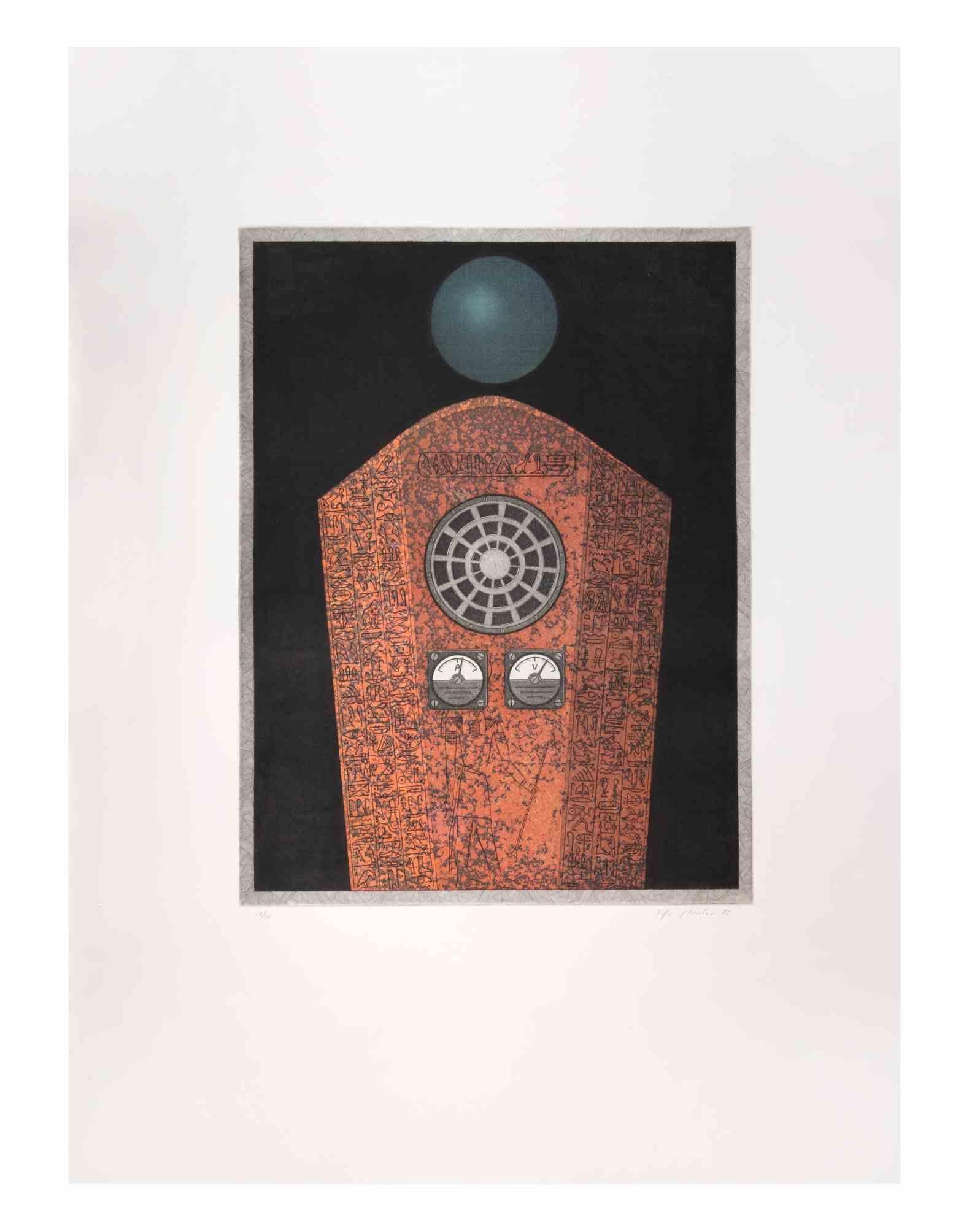 Radio Caire is a contemporary artwork realized by the artist Fifo Stricker in 1982.

Mixed colored aquatint and etching. 

Hand signed and dated by the artist on the lower right margin.

Numbered on the lower left margin. Edition of 18/50.

Fifo