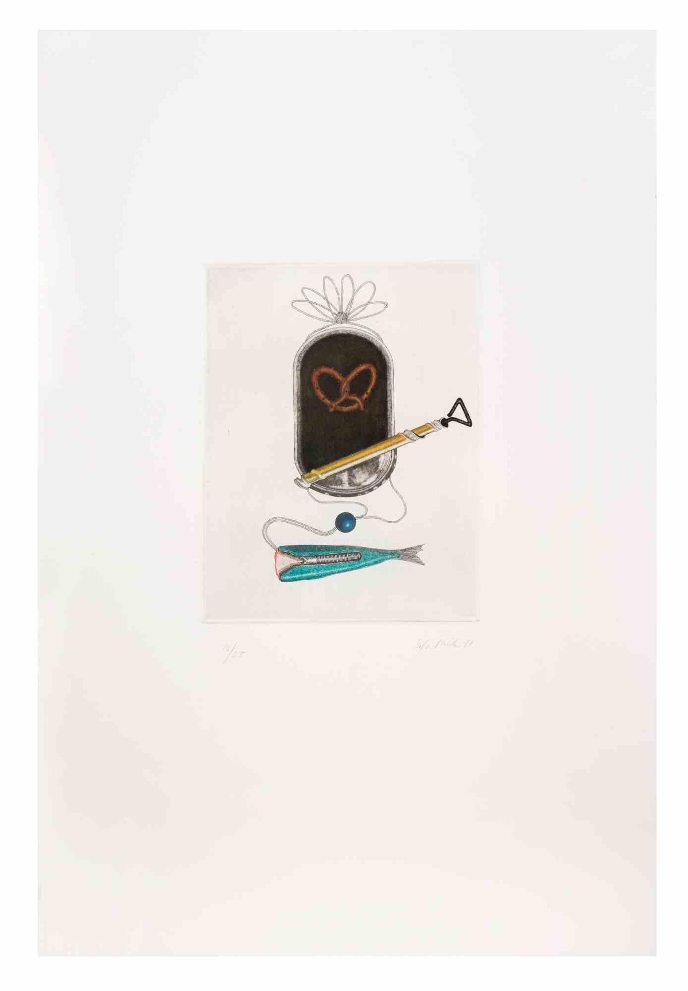 Surrealist Composition - Aquatint and Etching by Fifo Stricker - 1980s