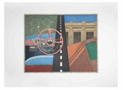 Vintage Taxi: steering wheel - Aquatint and Etching by Fifo Stricker - 1982
