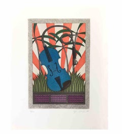 Violin Plant - Aquatint and Etching by Fifo Stricker - 1987