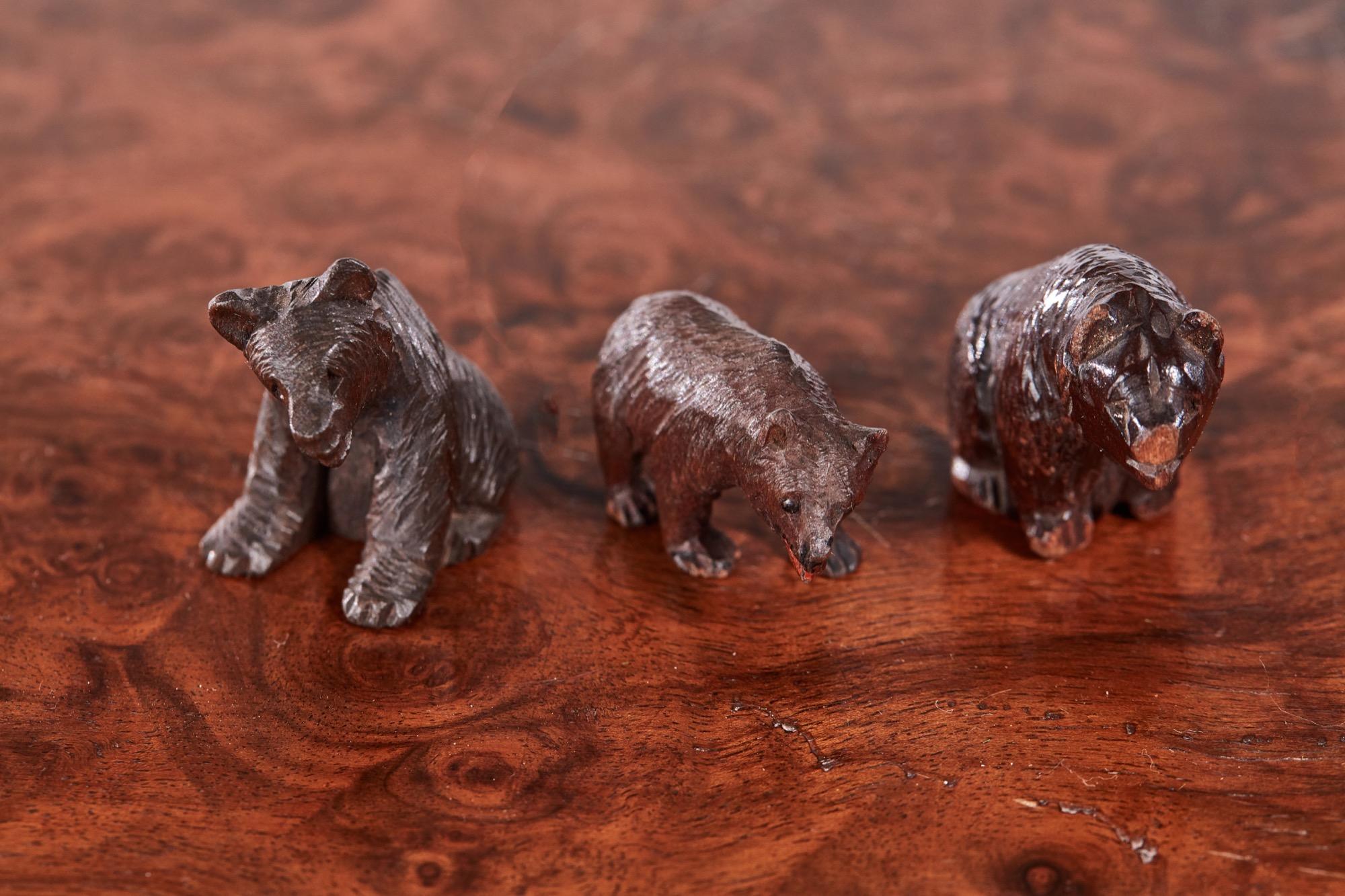 Fifteen Antique Miniature Carved Black Forest Bears In Good Condition For Sale In Suffolk, GB
