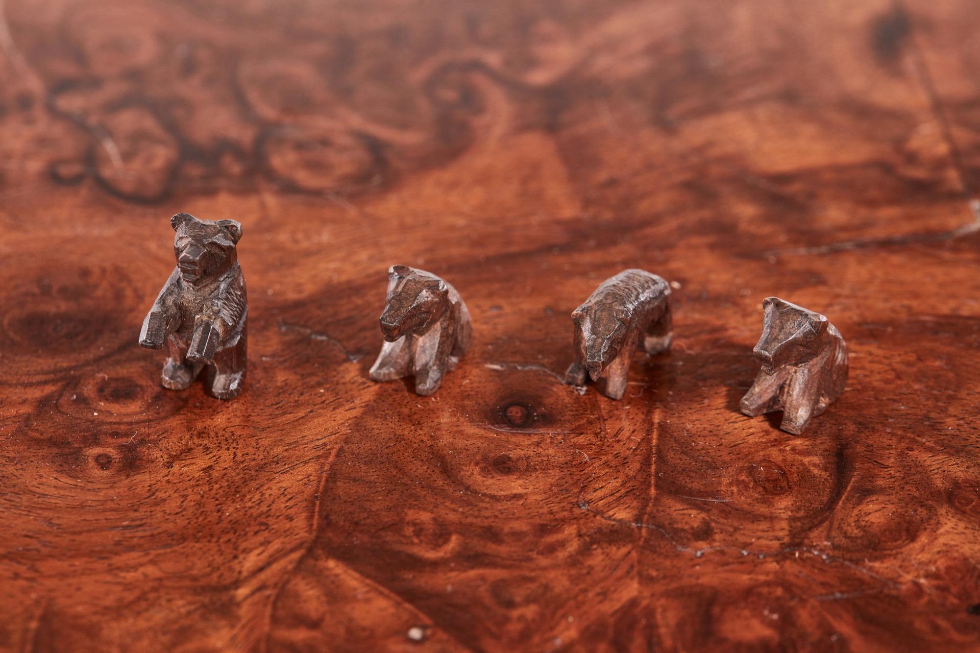 19th Century Fifteen Antique Miniature Carved Black Forest Bears For Sale