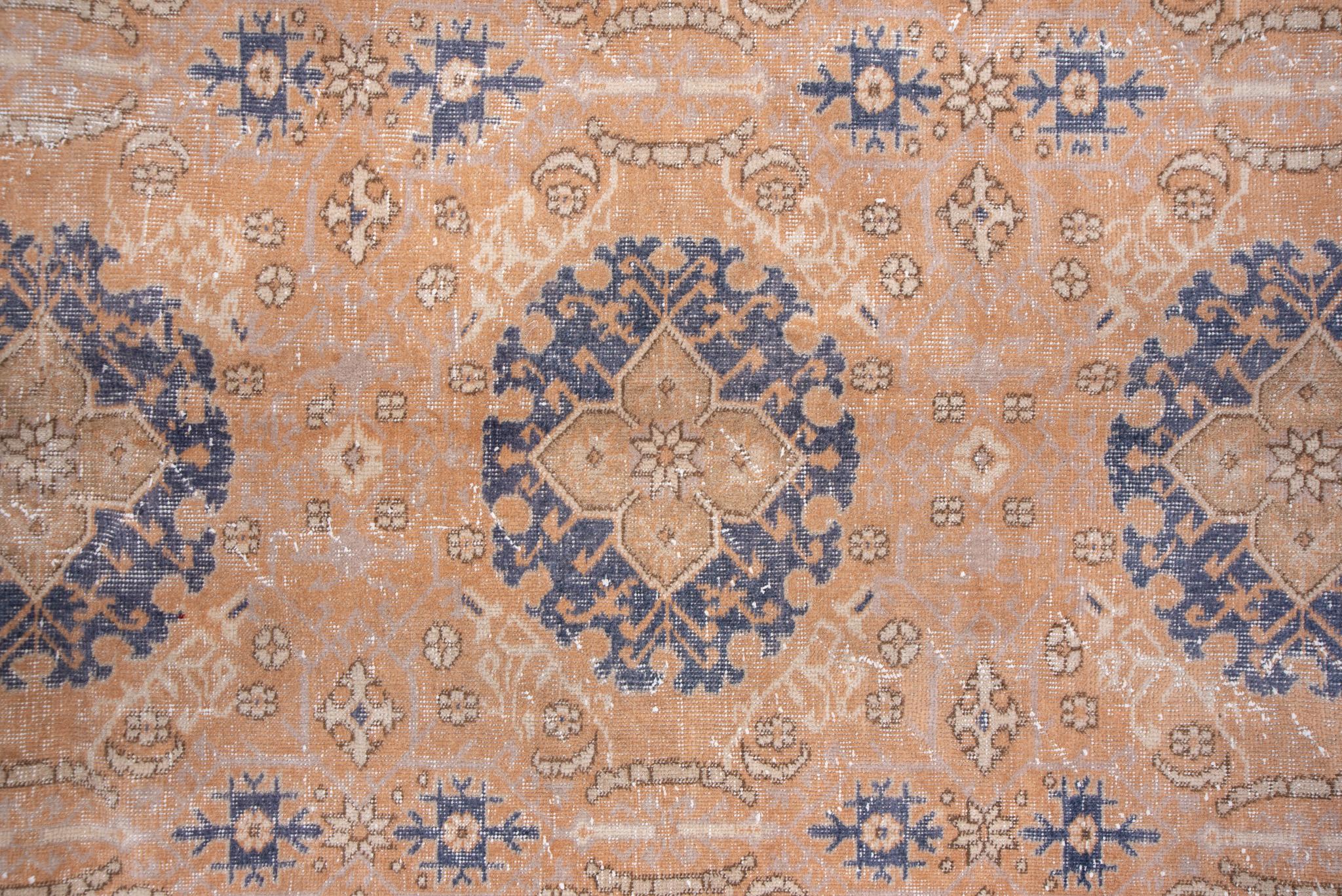 Wool Fifteen Blue Medallion Oushak For Sale