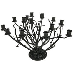 Fifteen-Light Bertoia Style Spike Coral Candelabrum