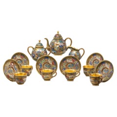 Antique Fifteen-Piece Cloisonné Enamel Tea Set, Japan, Late Meiji Period