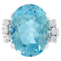Fifties 18.0ct Aquamarine Ring