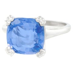 Fifties 6.50 Carat No Heat Ceylon Sapphire Cocktail Ring GIA