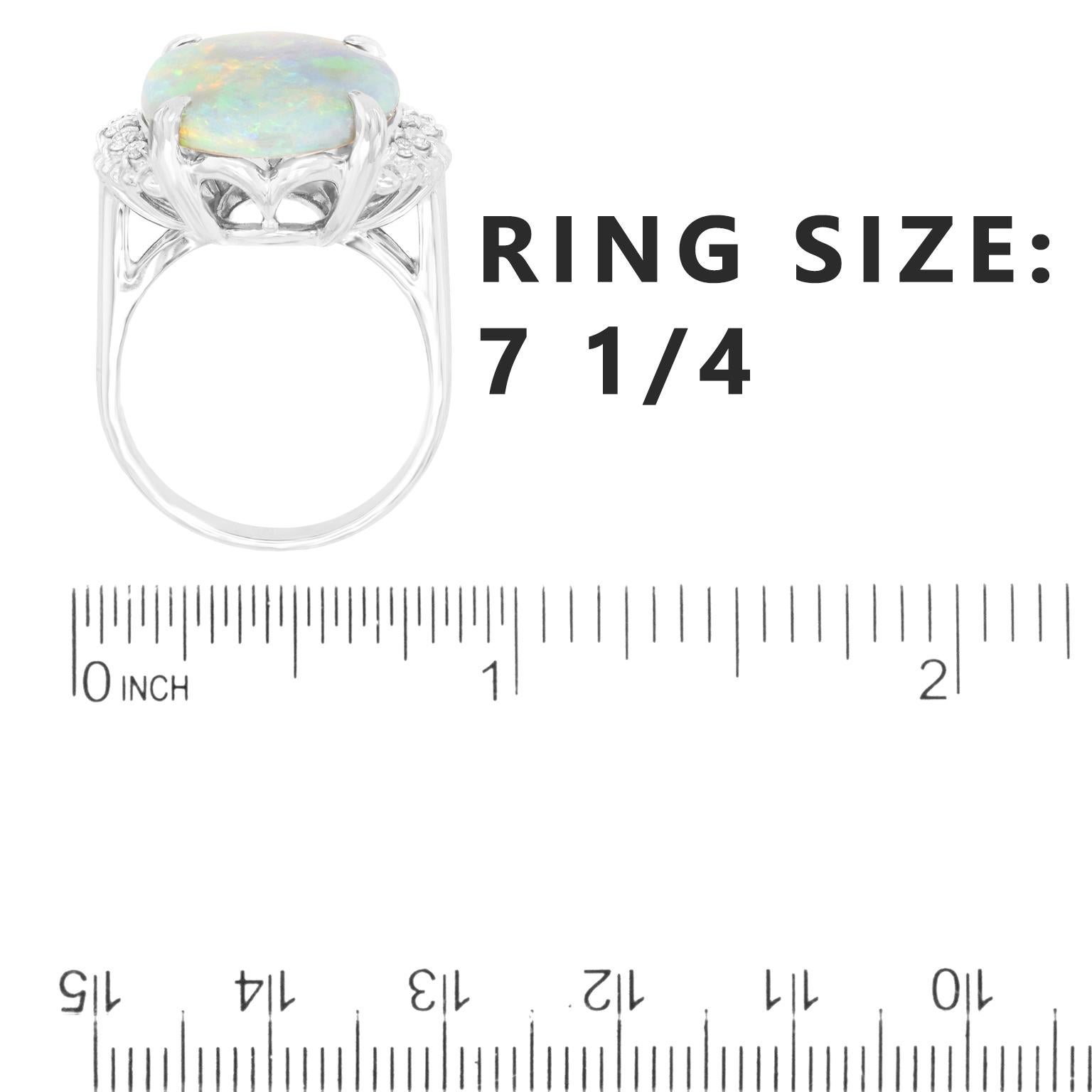 1950s 6.74 Carat Opal and Diamond-Set Ring 1