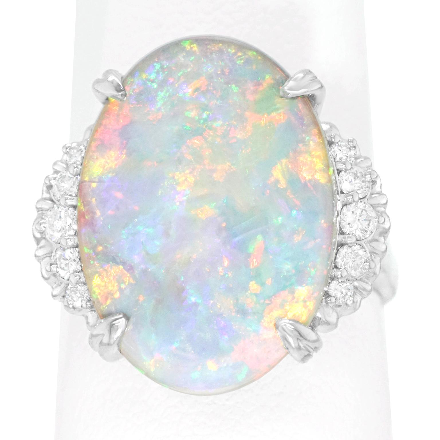 1950s 6.74 Carat Opal and Diamond-Set Ring 2