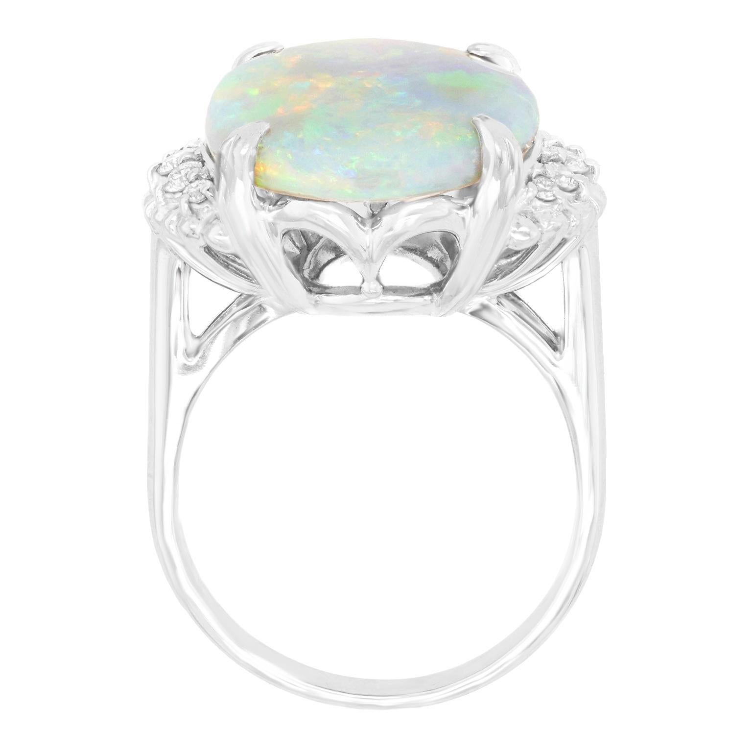 1950s 6.74 Carat Opal and Diamond-Set Ring 4