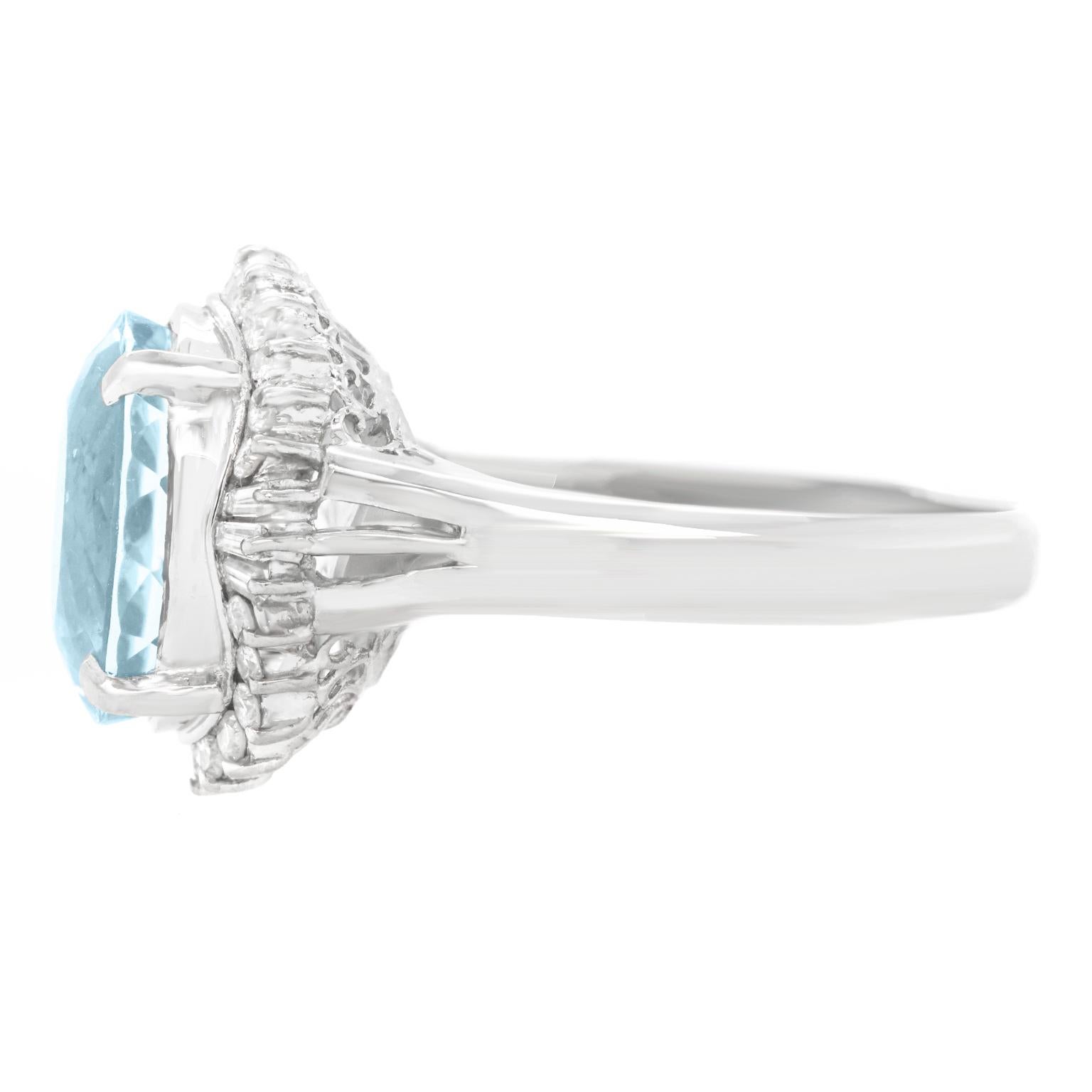 1950s Aquamarine and Diamond-Set Platinum Ring 2