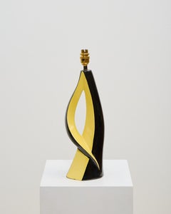 Fifties Ceramic Table Lamp by Elchinger, Two-Tone Glazes, France