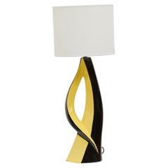 Fifties Ceramic Table Lamp by Elchinger, Two-Tone Glazes, France