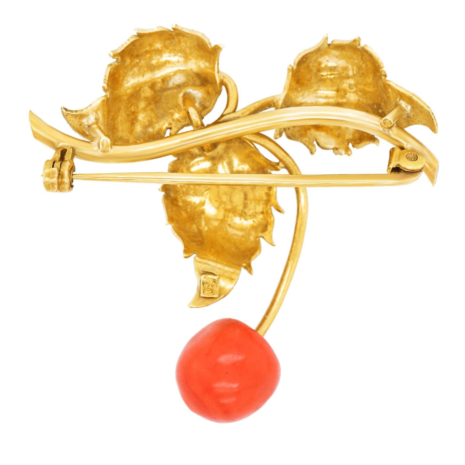 1950s Coral Cherry Pin 2