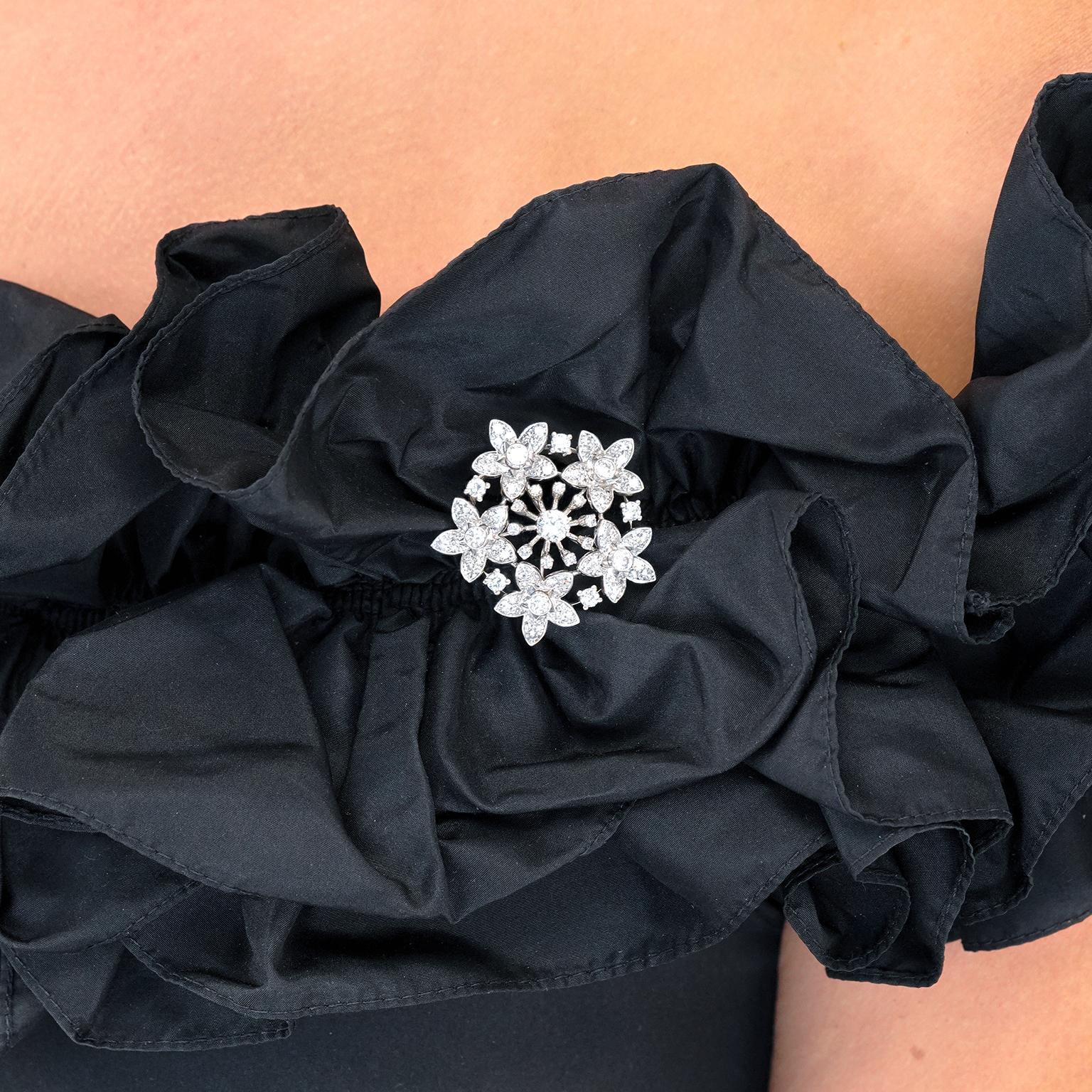 Women's or Men's Fifties Diamond Brooch For Sale