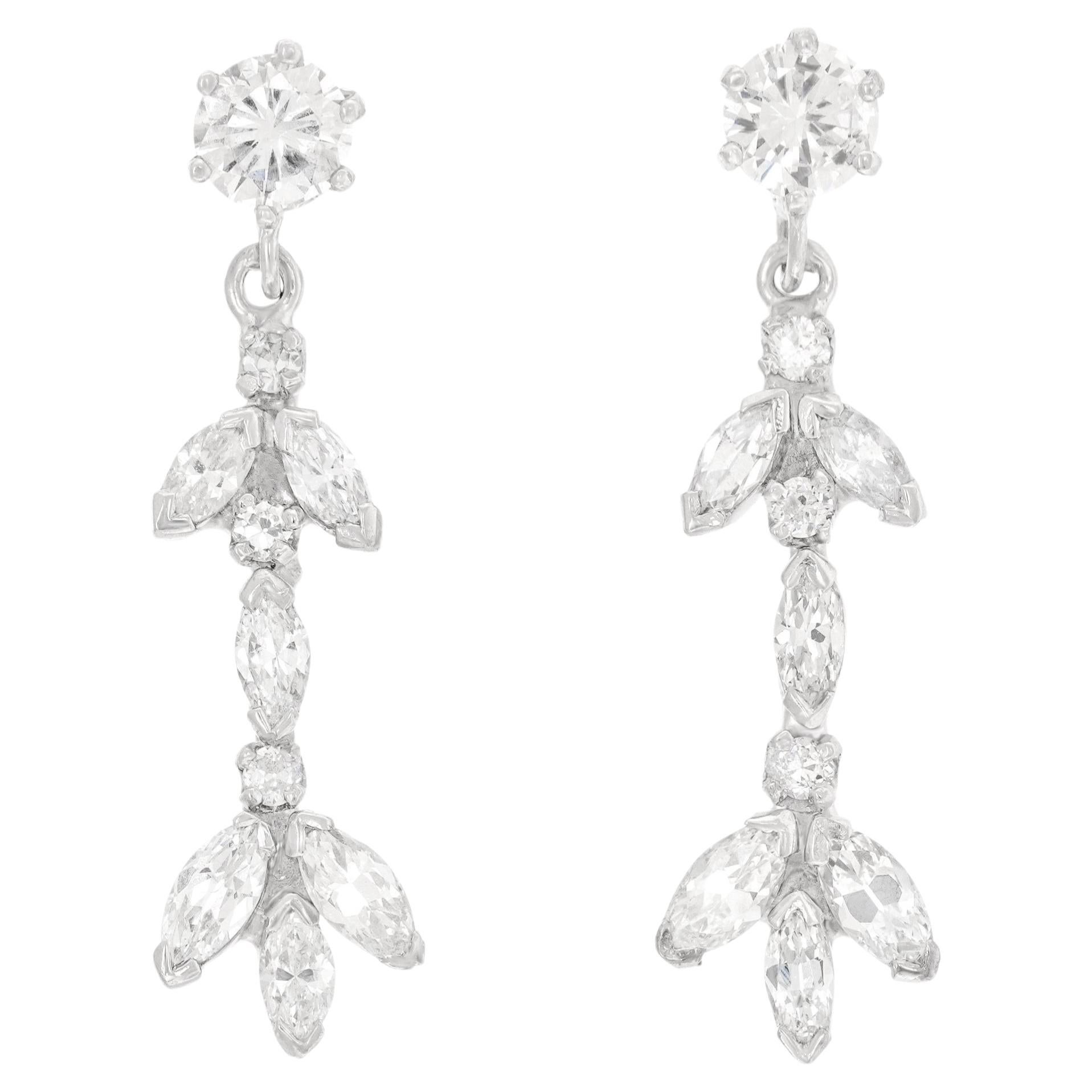 Fifties Diamond Earrings For Sale