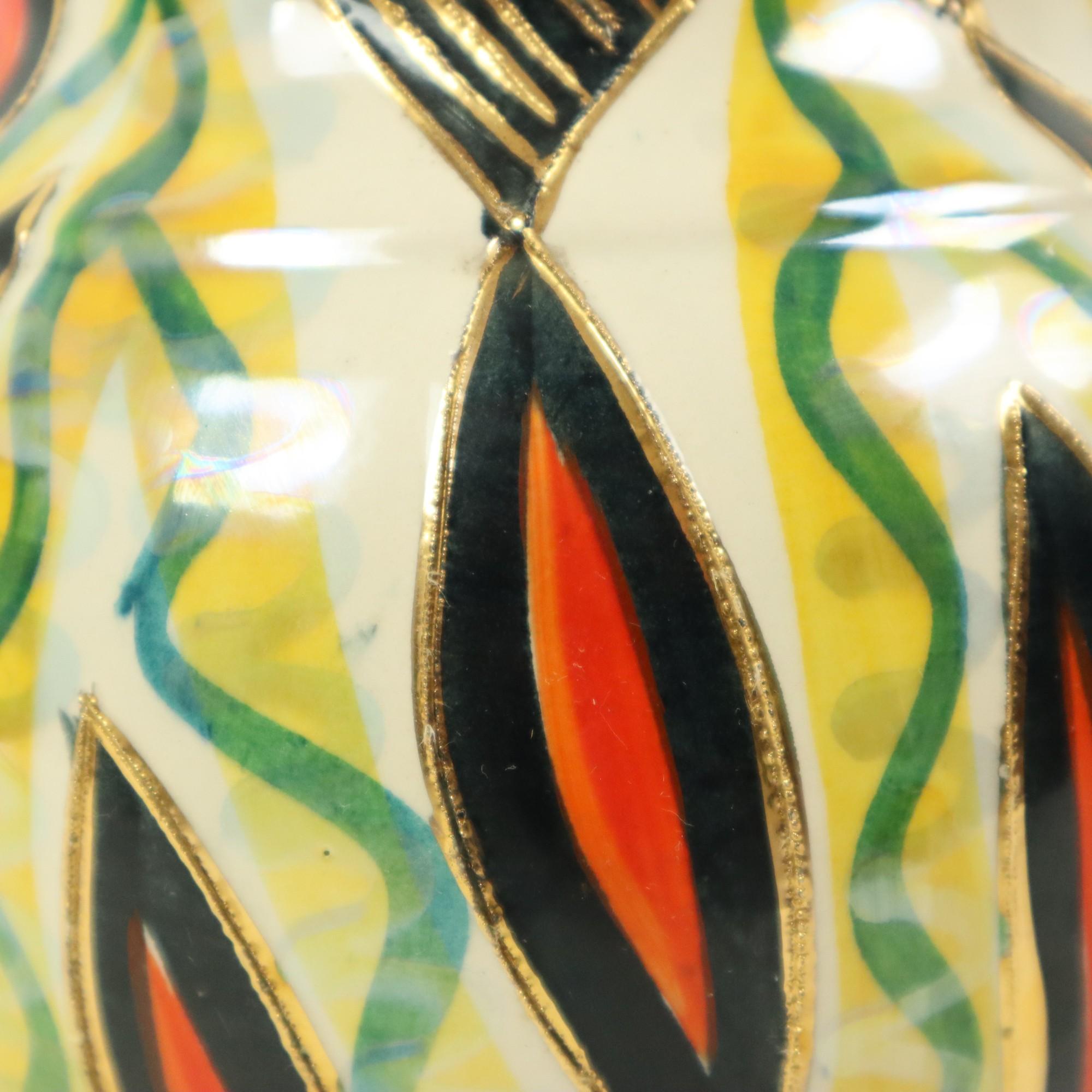 Fifties-Vase mit Deckel H. Bequet Jupiter, handbemalte Keramik im Angebot 5