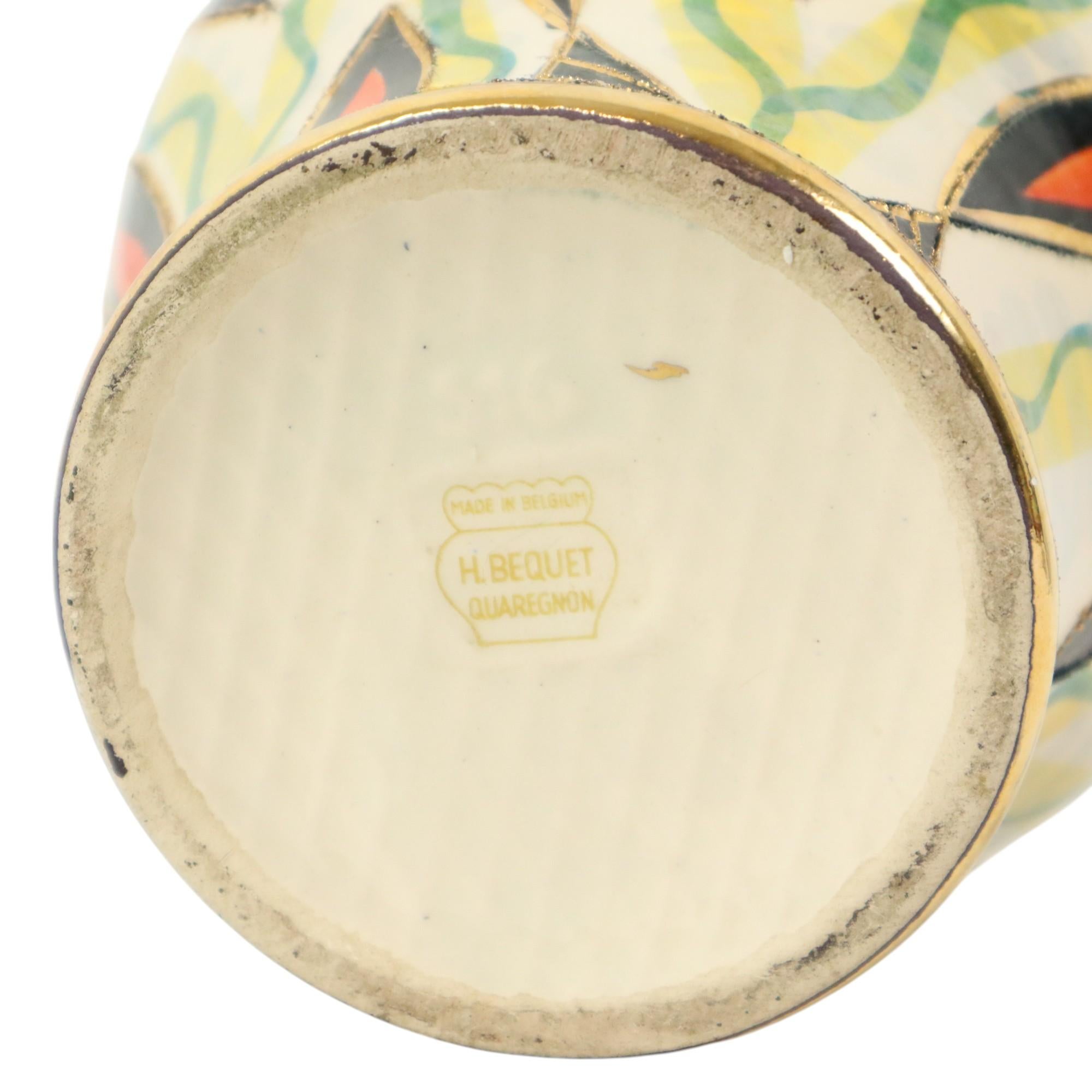 Fifties-Vase mit Deckel H. Bequet Jupiter, handbemalte Keramik im Angebot 7