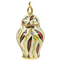 Fifties Lidded Vase H. Bequet Jupiter Hand Painted Ceramics