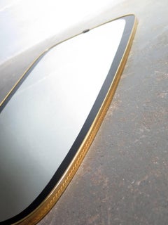1950s Mirror with Black Painted Frame and Golden Edge
