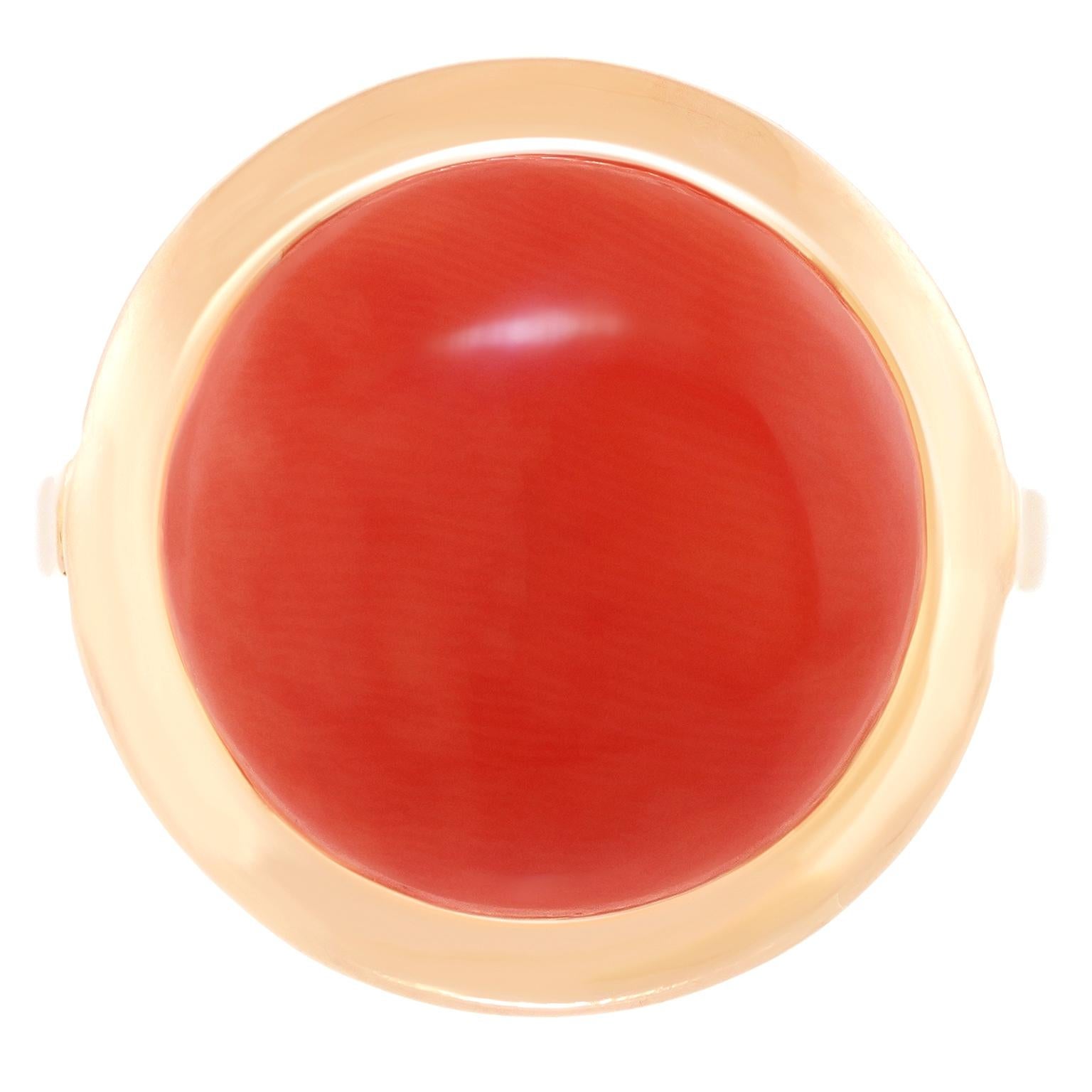 Fifties Modern Coral & Gold Ring For Sale 4
