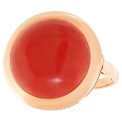 Fifties Modern Coral & Gold Ring