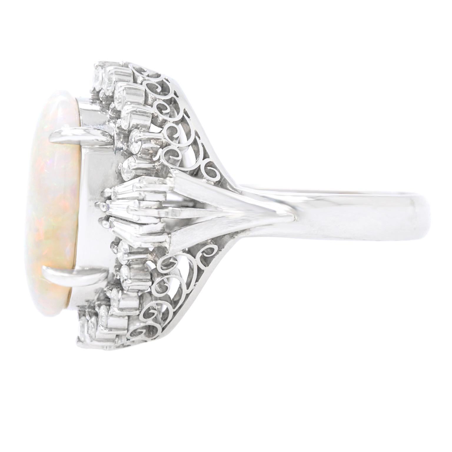 1950s Opal and Diamond-Set Platinum Ring 2